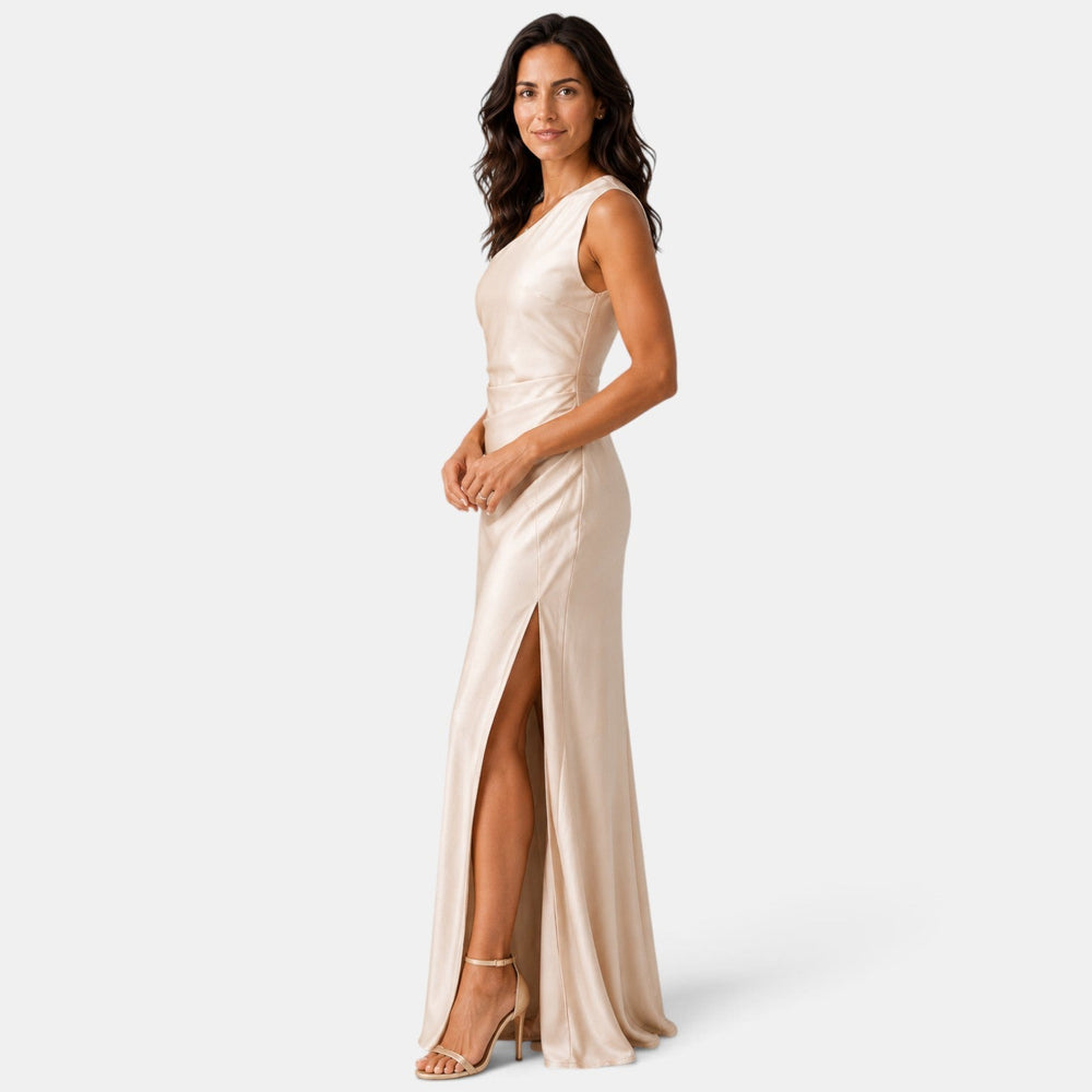 Women's Champagne Long Wedding Guest Dress