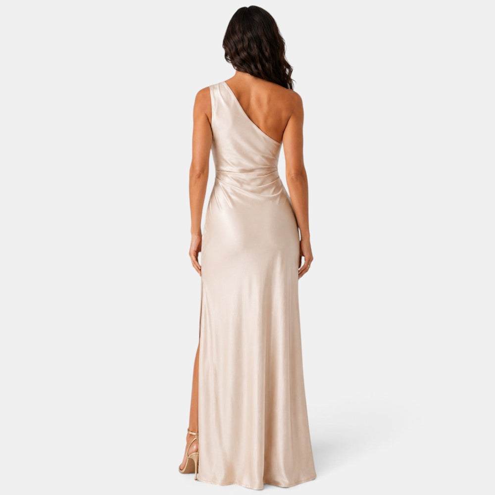 Women's Champagne Long Wedding Guest Dress