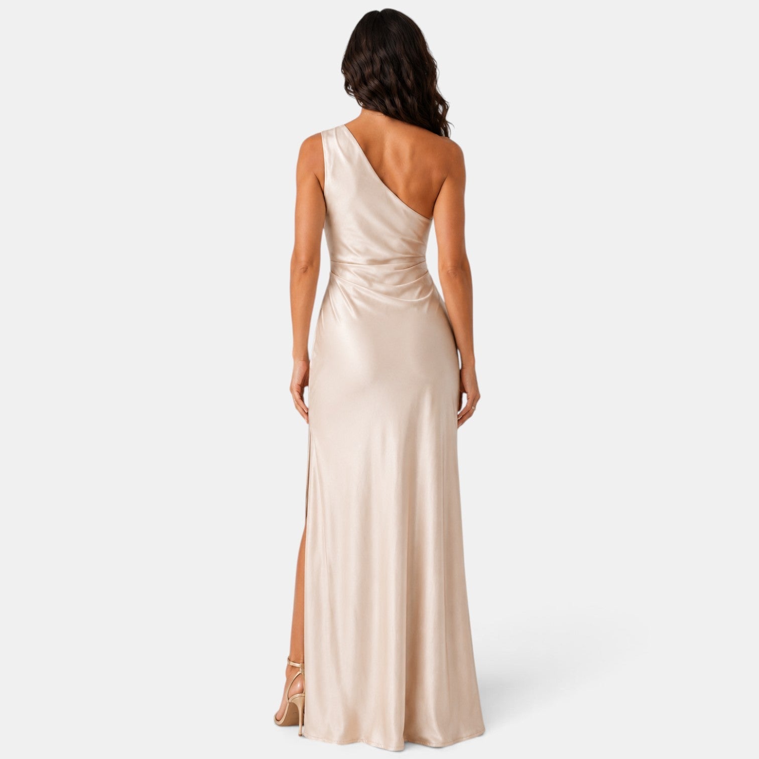 Women's Champagne Long Wedding Guest Dress