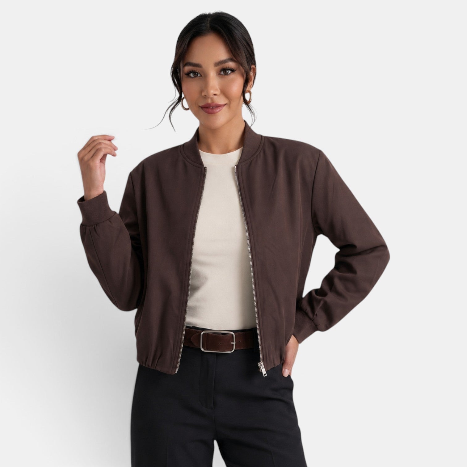 Women's Short Transitional Jacket with Pockets
