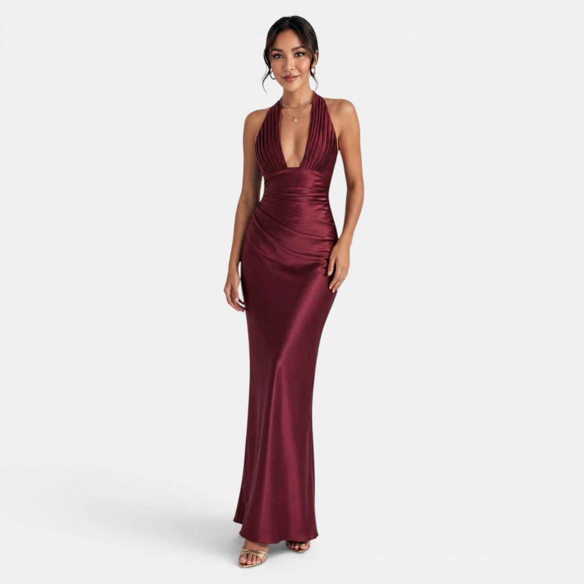 Women's Long Satin Party Dress