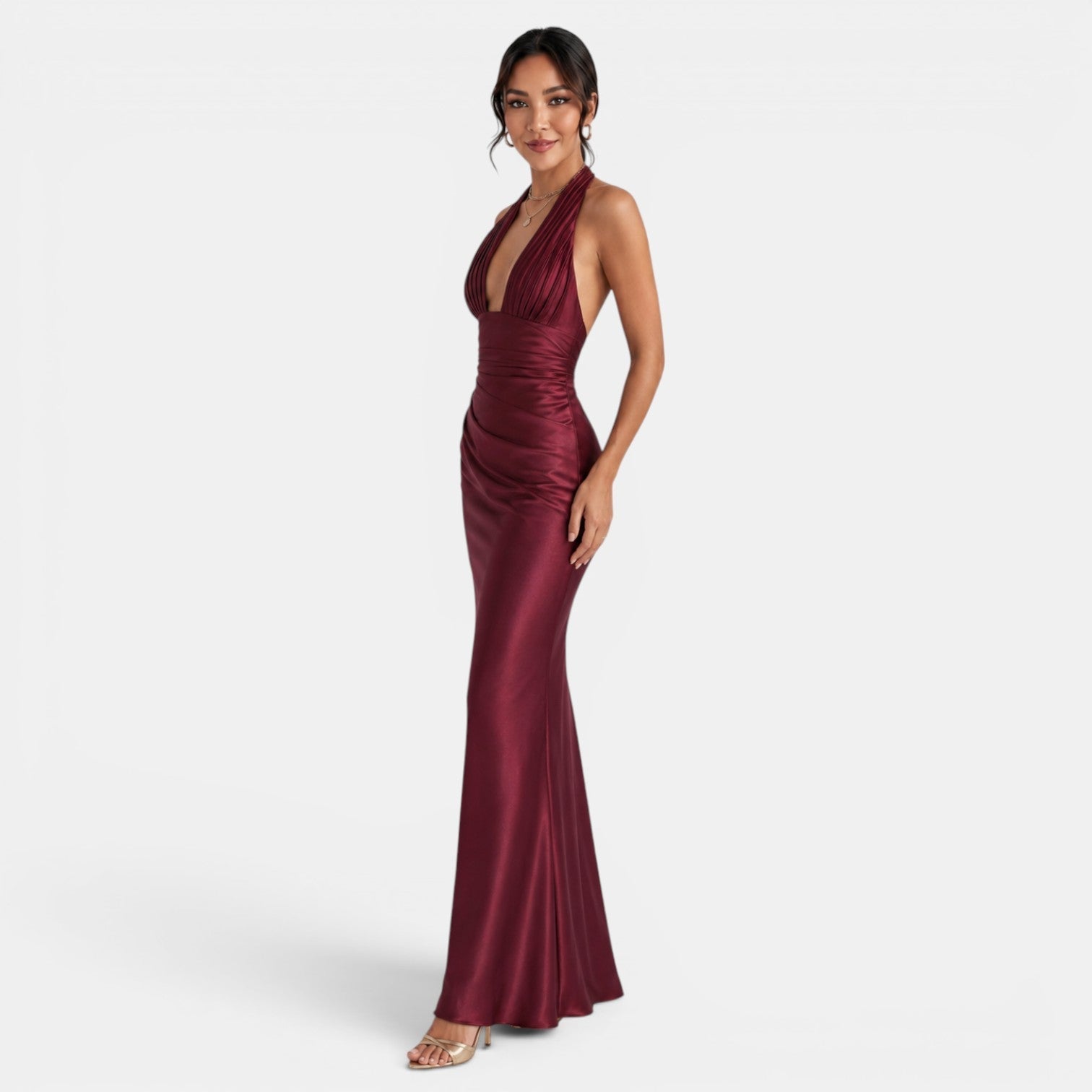 Women's Long Satin Party Dress