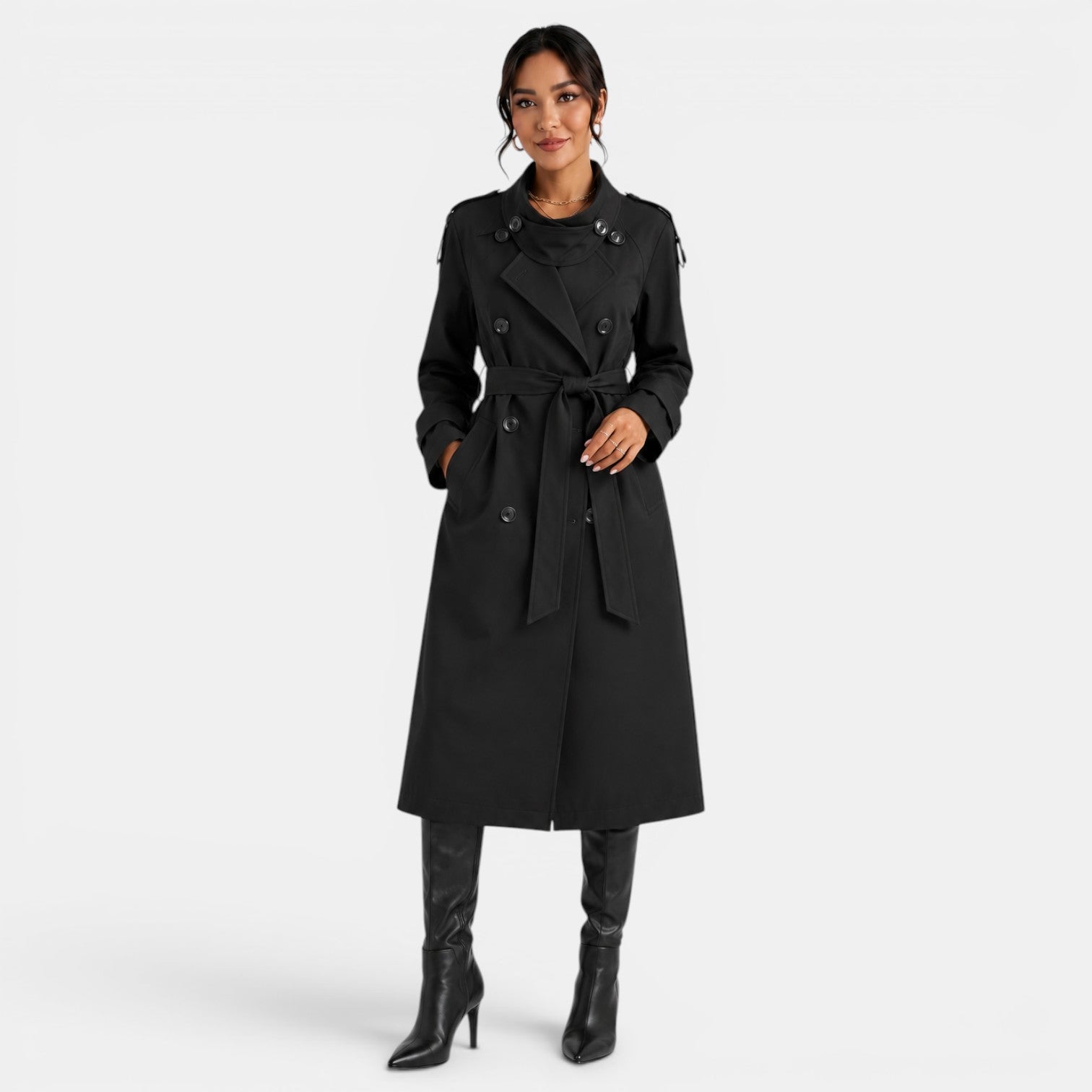 Women's Elegant Belted Trench Coat