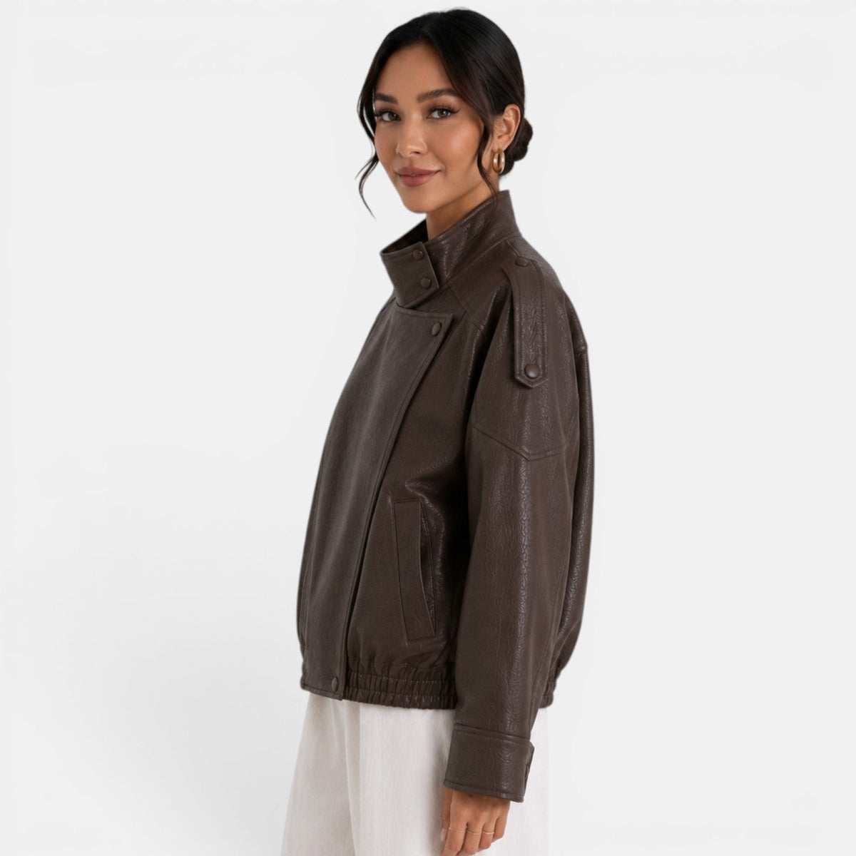 Women's Leather Bomber Jacket