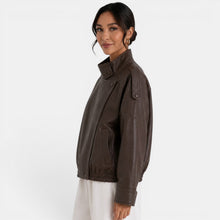 Women's Leather Bomber Jacket