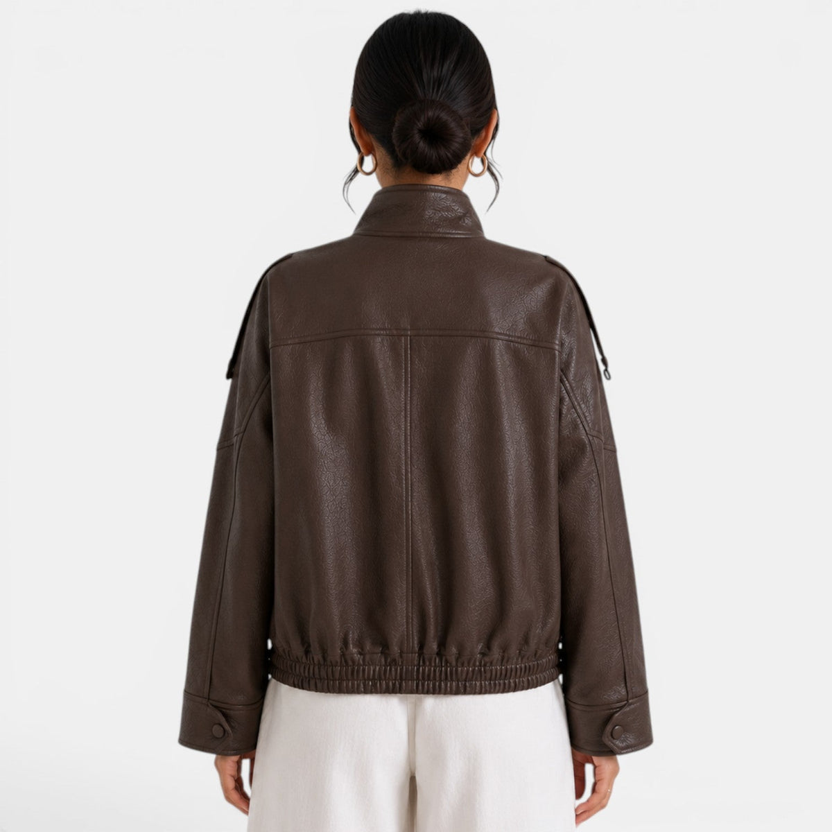 Women's Leather Bomber Jacket