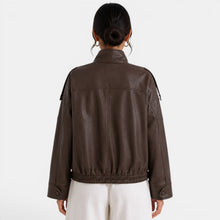 Women's Leather Bomber Jacket