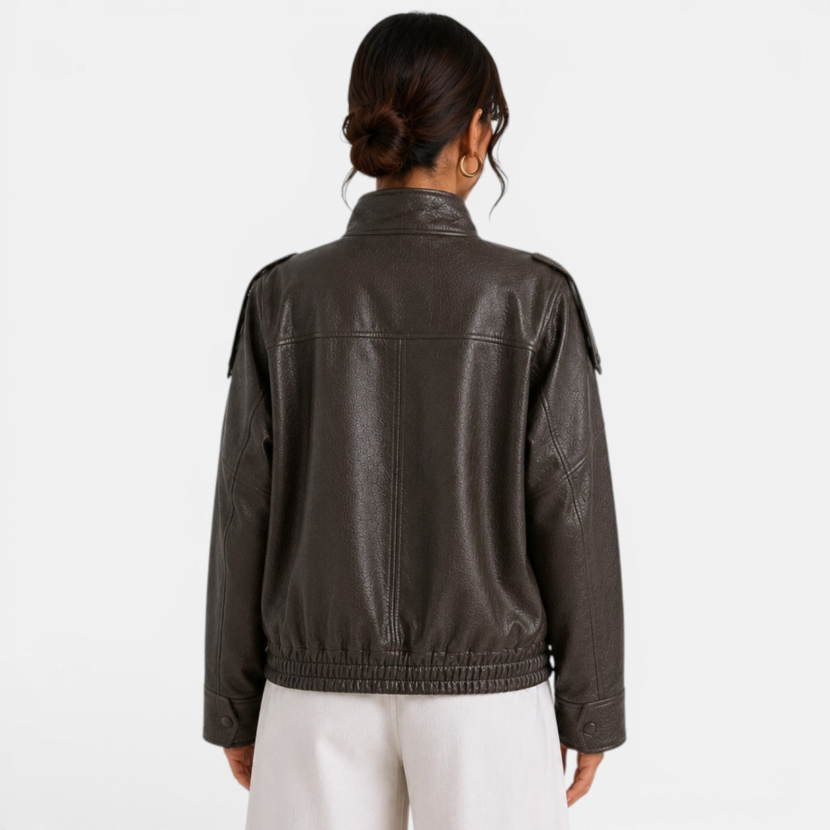 Women's Leather Bomber Jacket