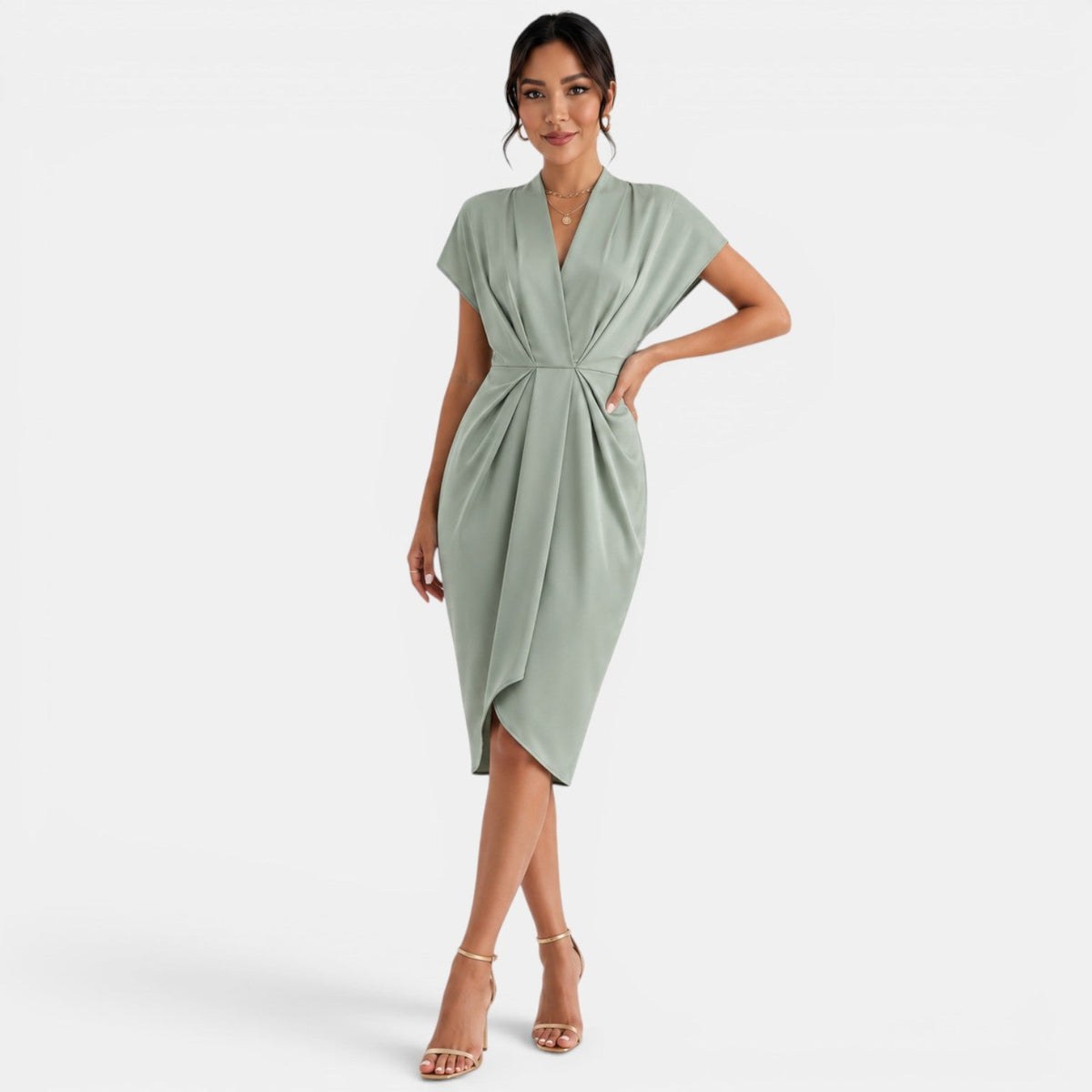 Women's V-Neck Midi Dress