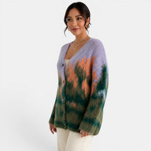 Women's Green Knit Landscape Cardigan