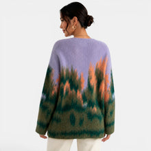 Women's Green Knit Landscape Cardigan