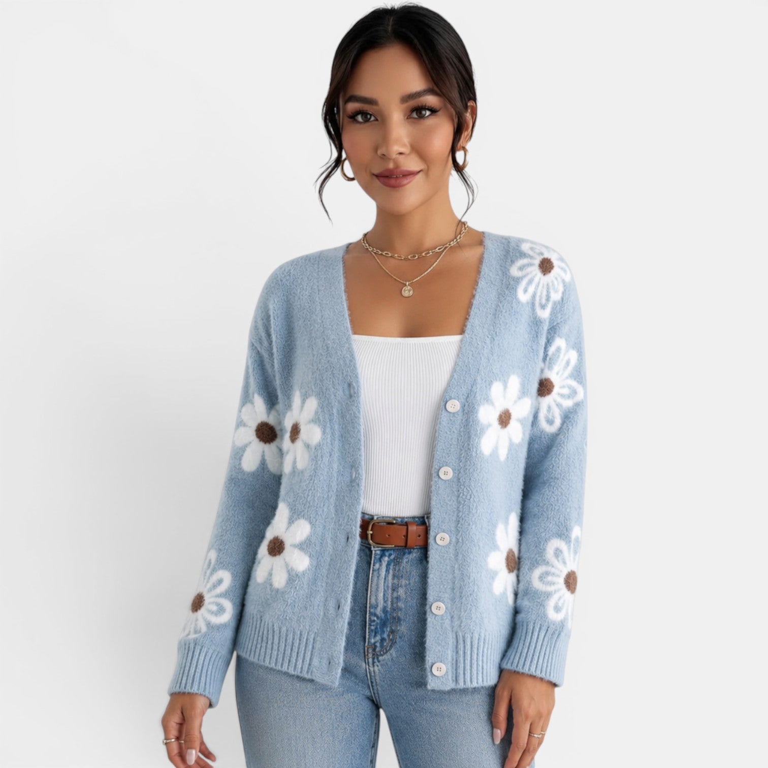 Women's Floral Knit Cardigan
