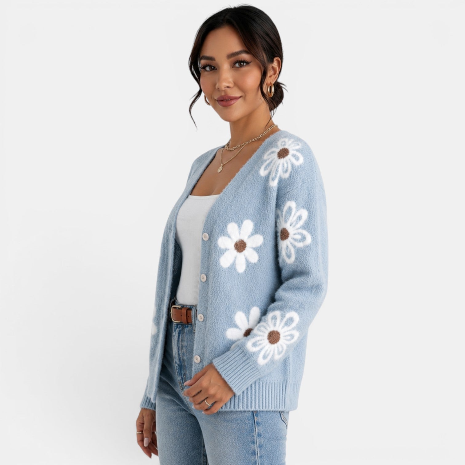 Women's Floral Knit Cardigan