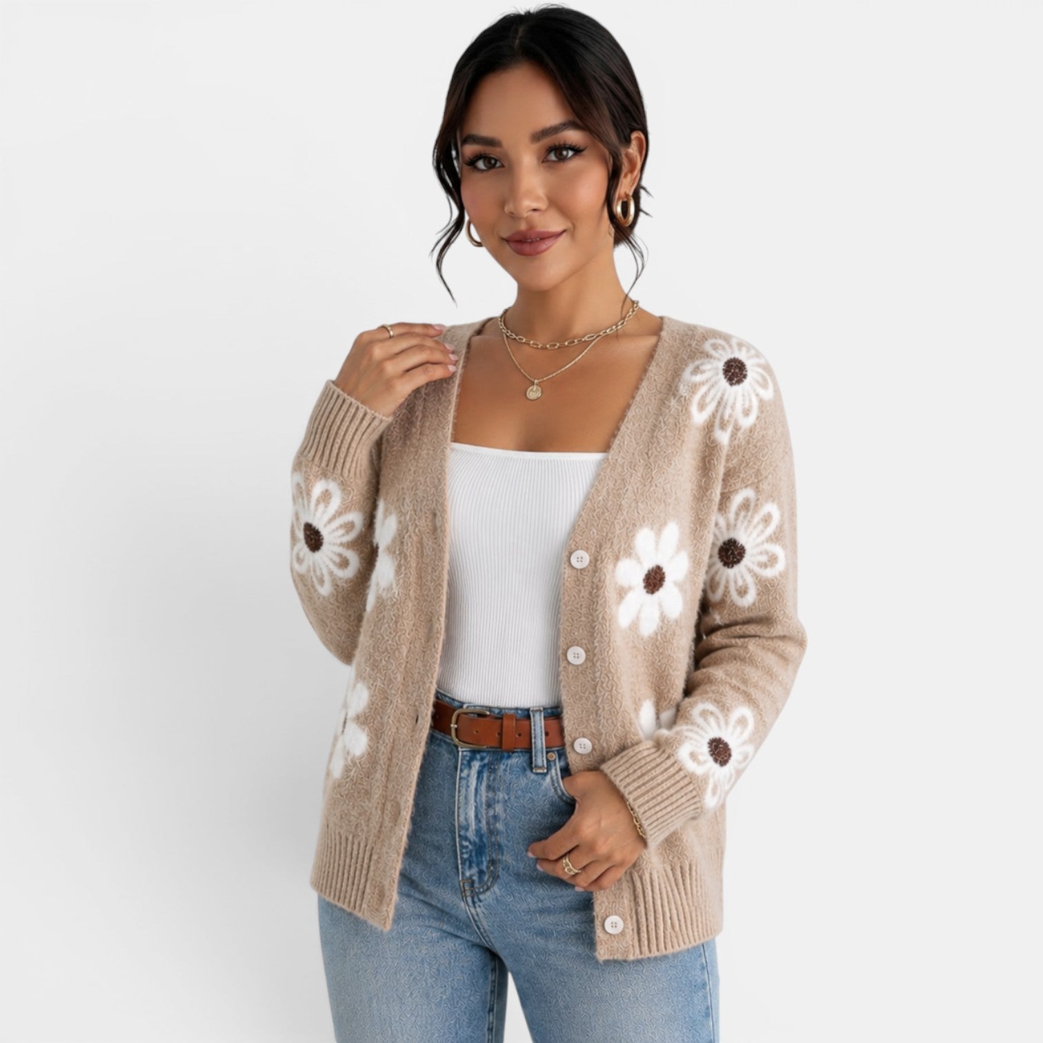 Women's Floral Knit Cardigan