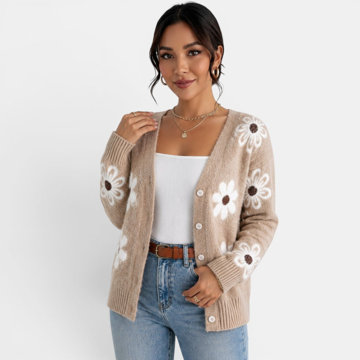 Women's Floral Knit Cardigan