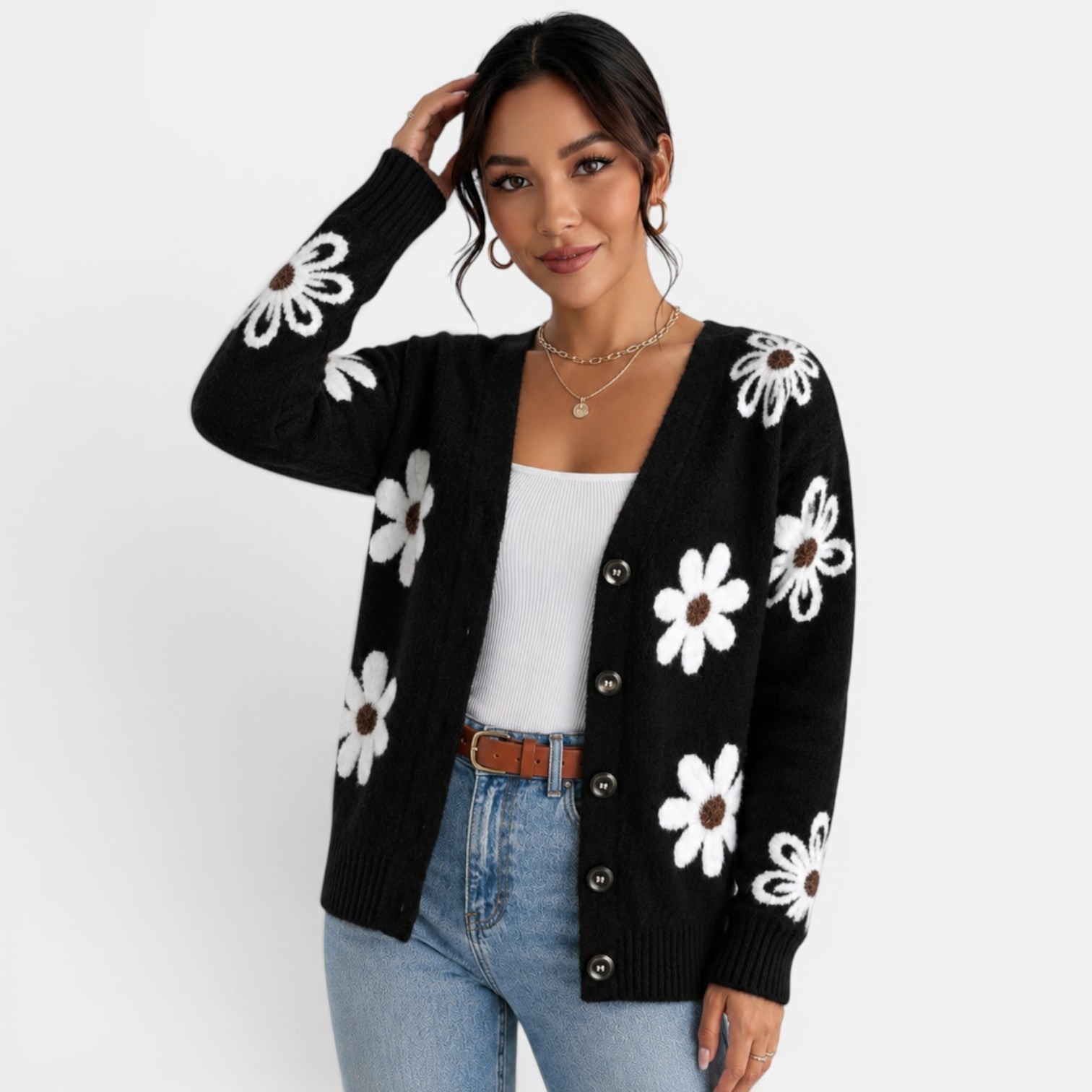 Women's Floral Knit Cardigan
