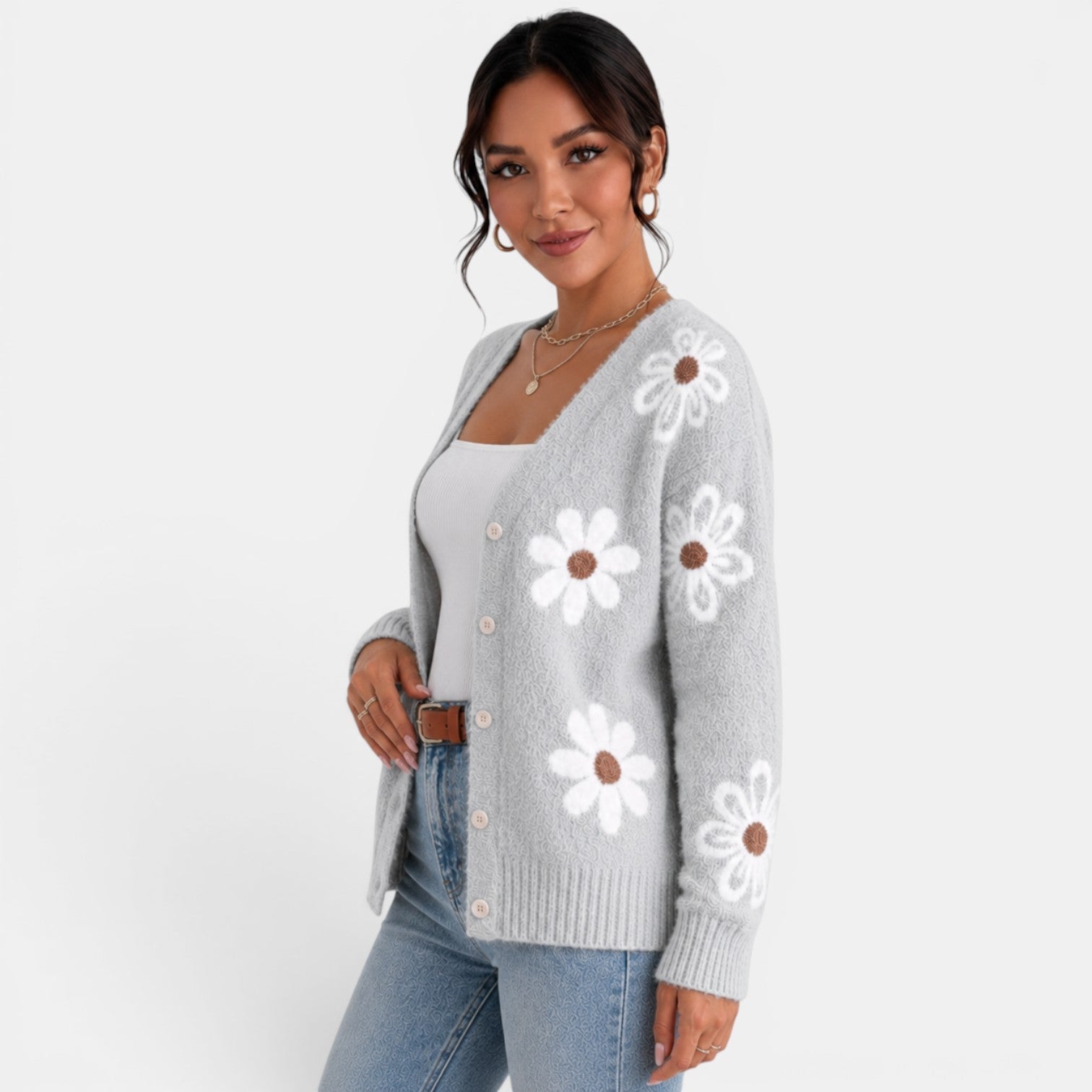 Women's Floral Knit Cardigan