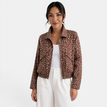 Women's Brown Polka Dot Bomber Jacket