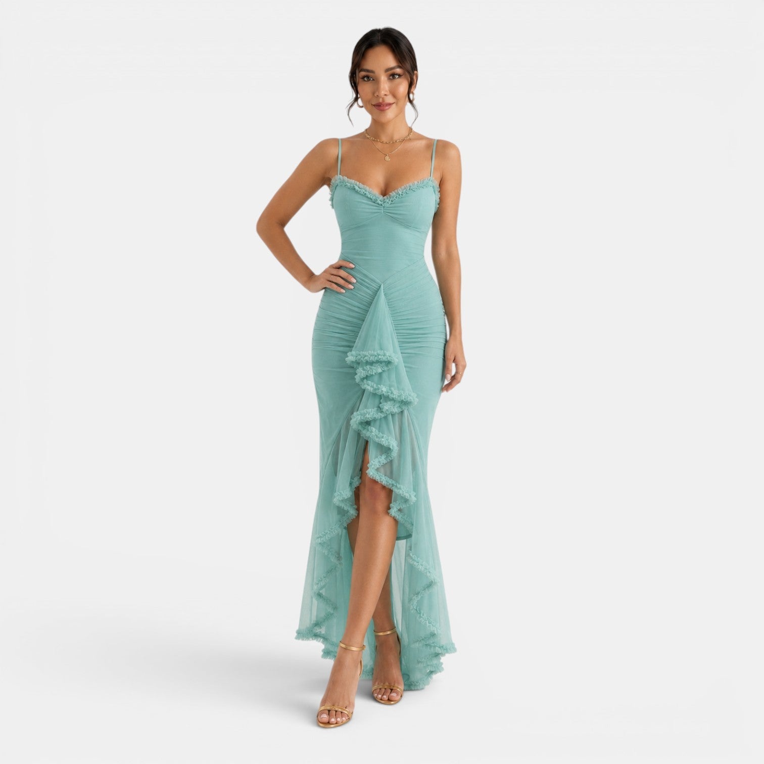 Women's Elegant Ruffle Maxi Dress