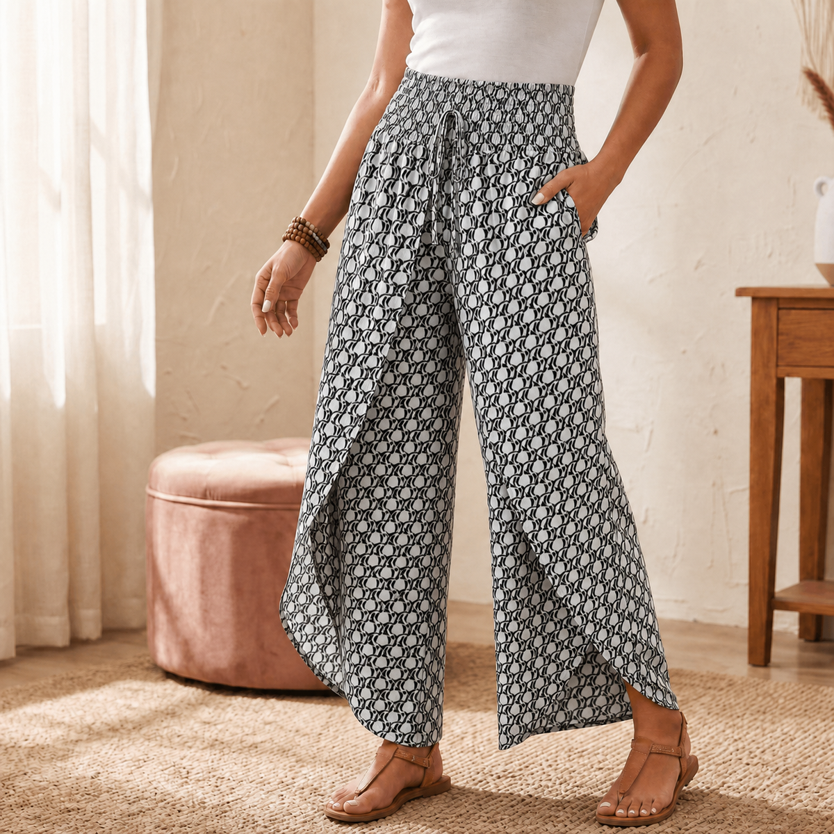 Lunavia – Women's Boho Floral Wide-Leg Pants