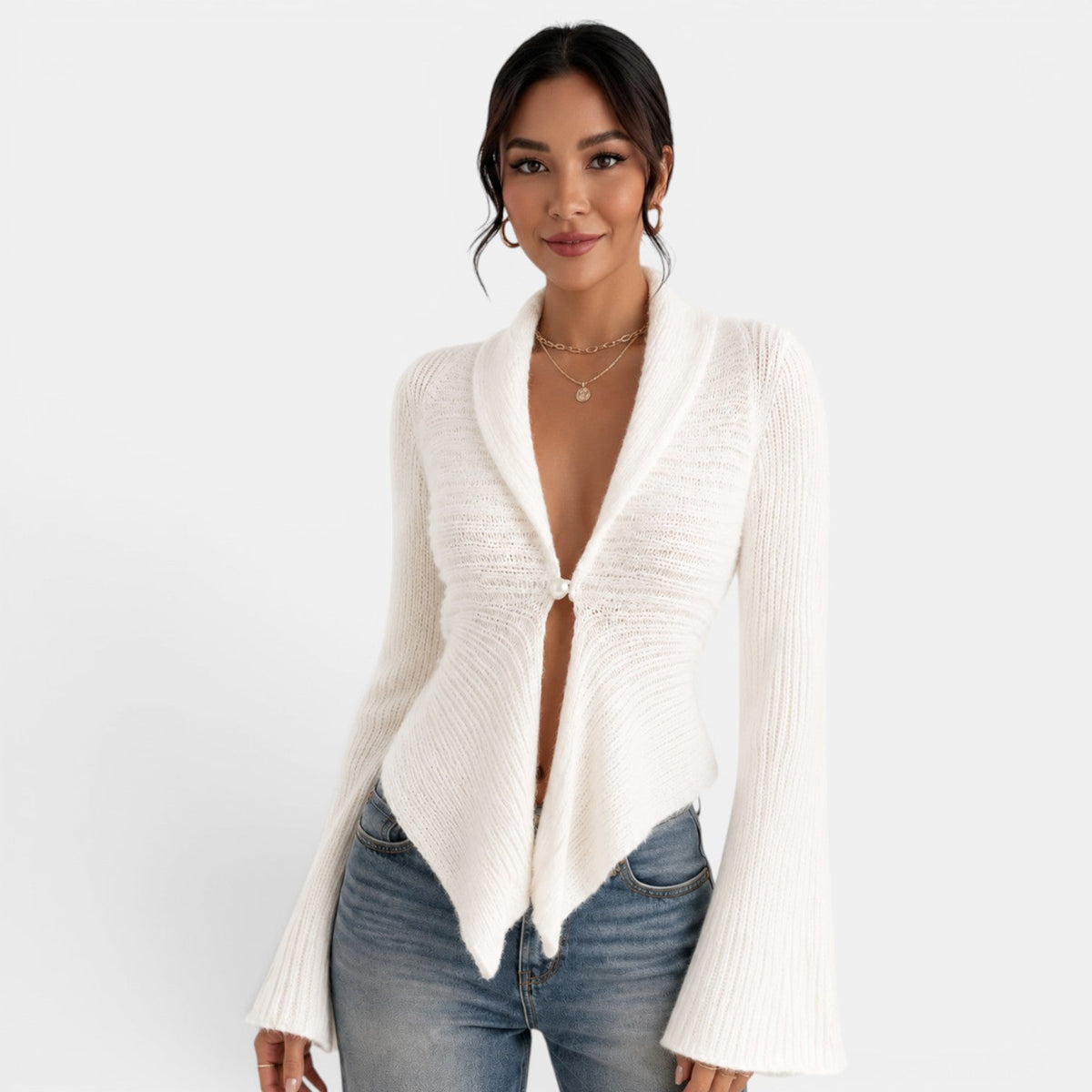 Women's White Knit Cardigan