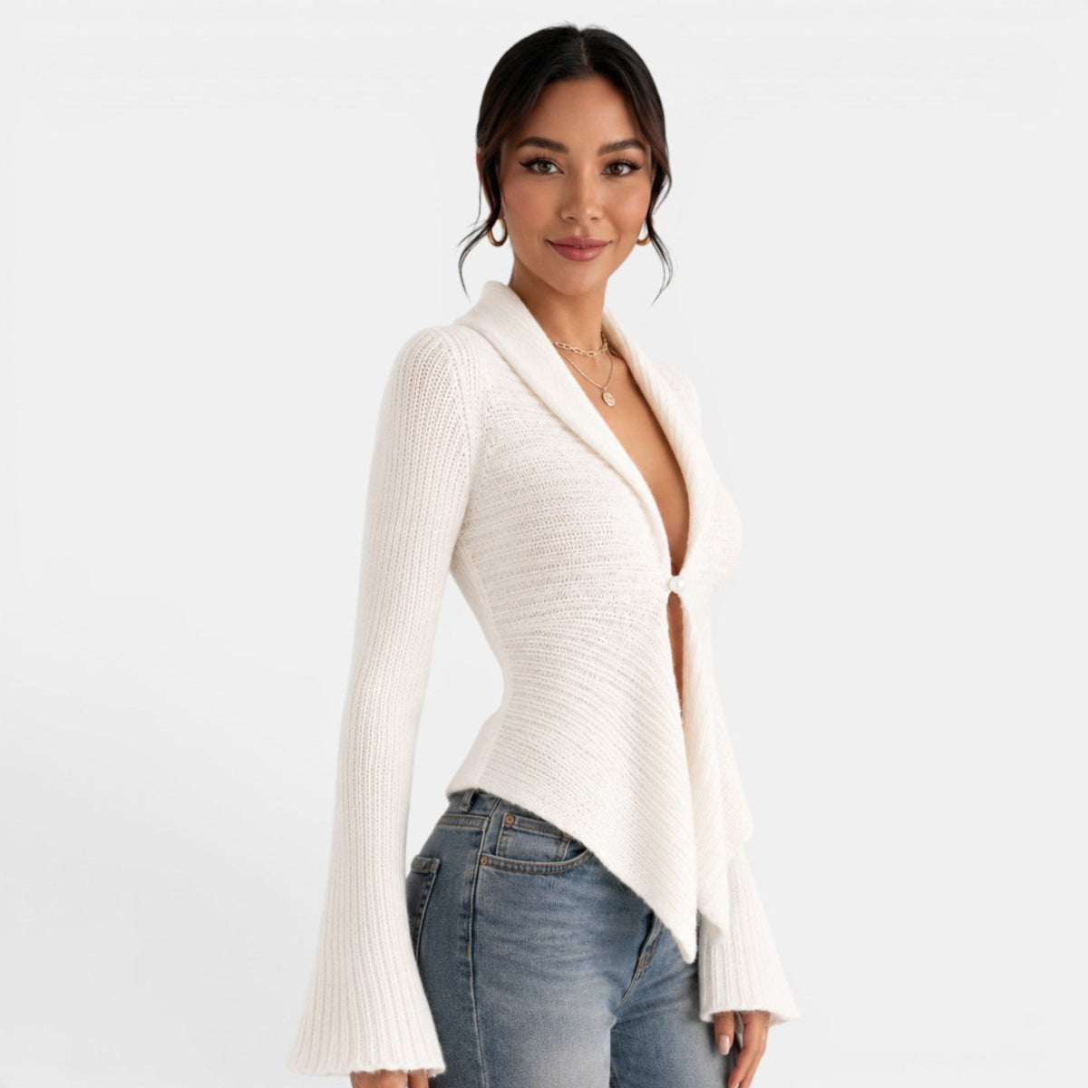 Women's White Knit Cardigan