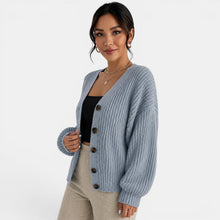 Women's Chunky Knit Lantern Sleeve Cardigan