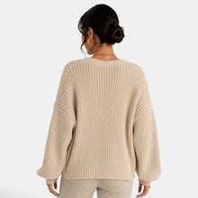 Women's Chunky Knit Lantern Sleeve Cardigan