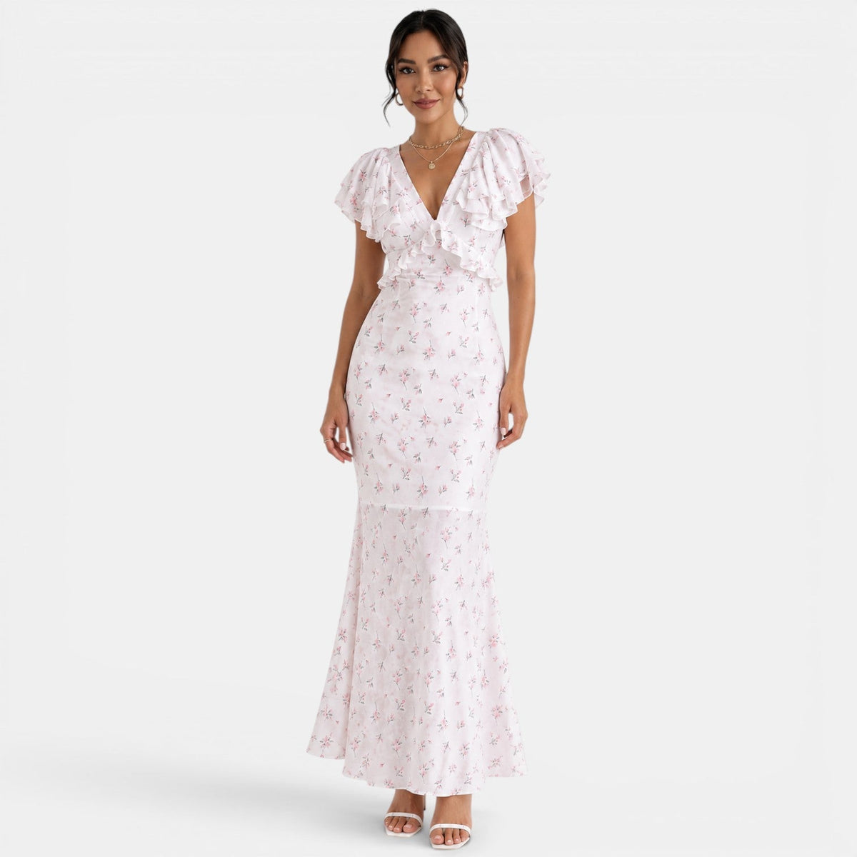 Women's White Floral Maxi Summer Dress