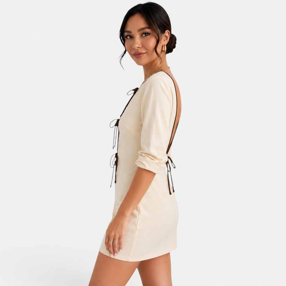 Women's Elegant Beige Short Summer Dress