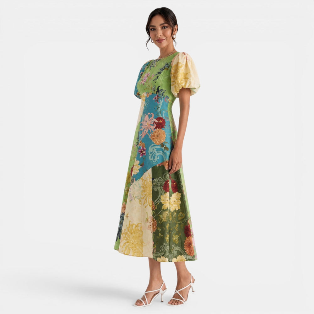 Midi Floral Linen Summer Dress