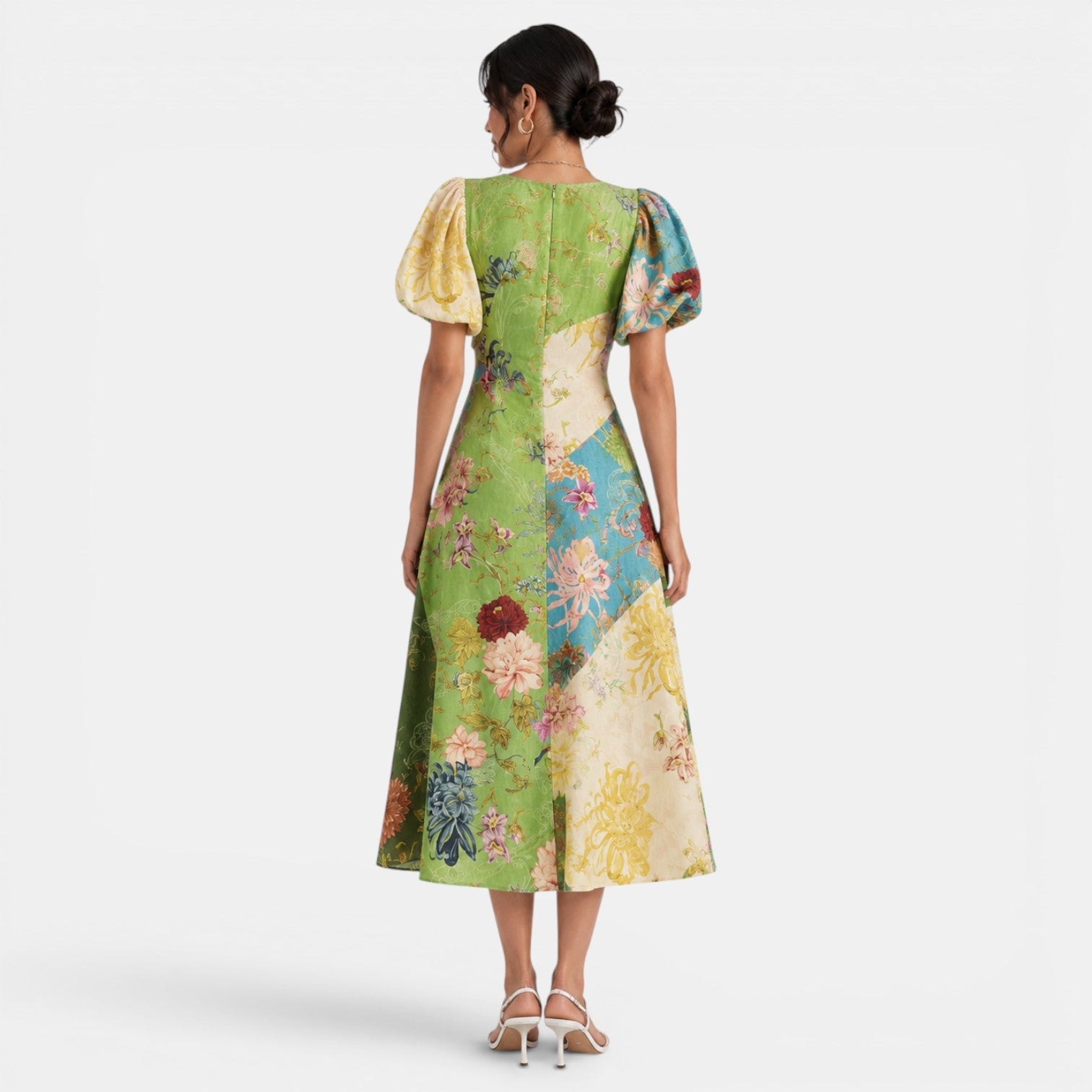 Midi Floral Linen Summer Dress