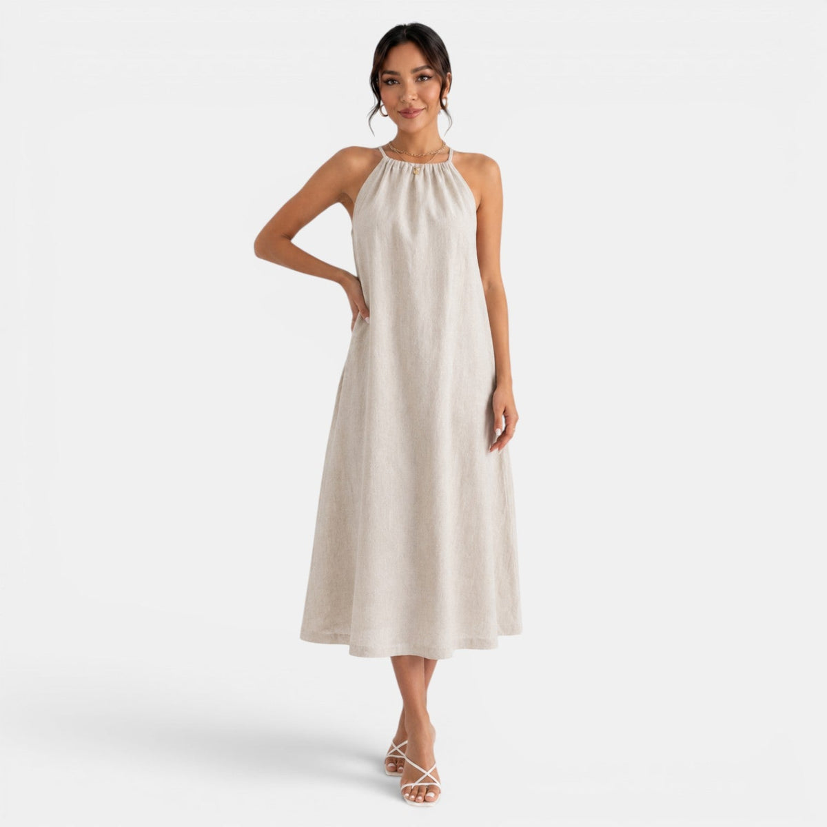 Women's Summer Linen Midi Dress