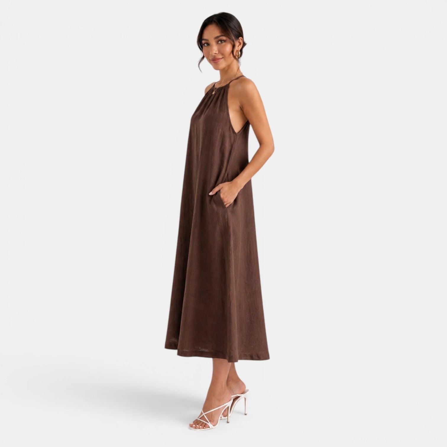 Women's Summer Linen Midi Dress