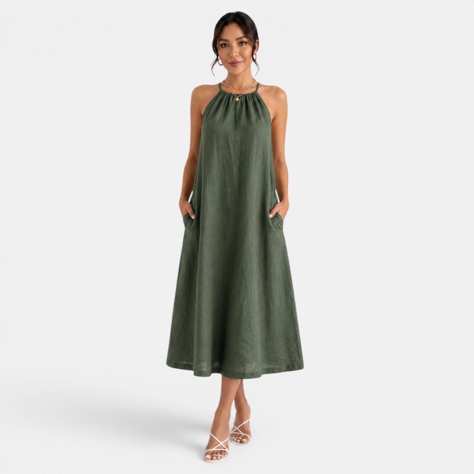 Women's Summer Linen Midi Dress