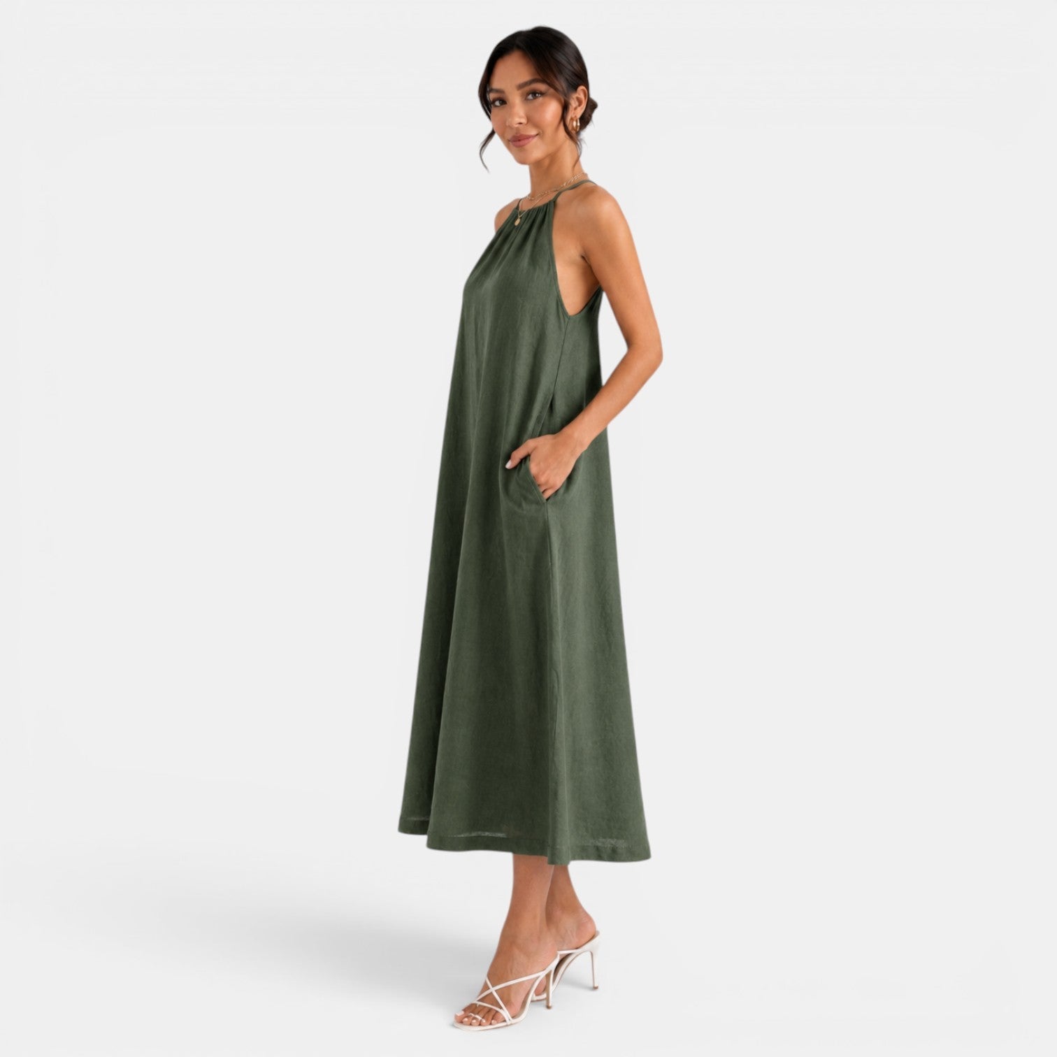 Women's Summer Linen Midi Dress