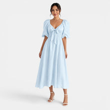 Women's Light Blue Linen Midi Dress