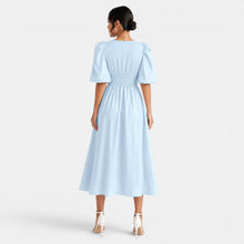 Women's Light Blue Linen Midi Dress
