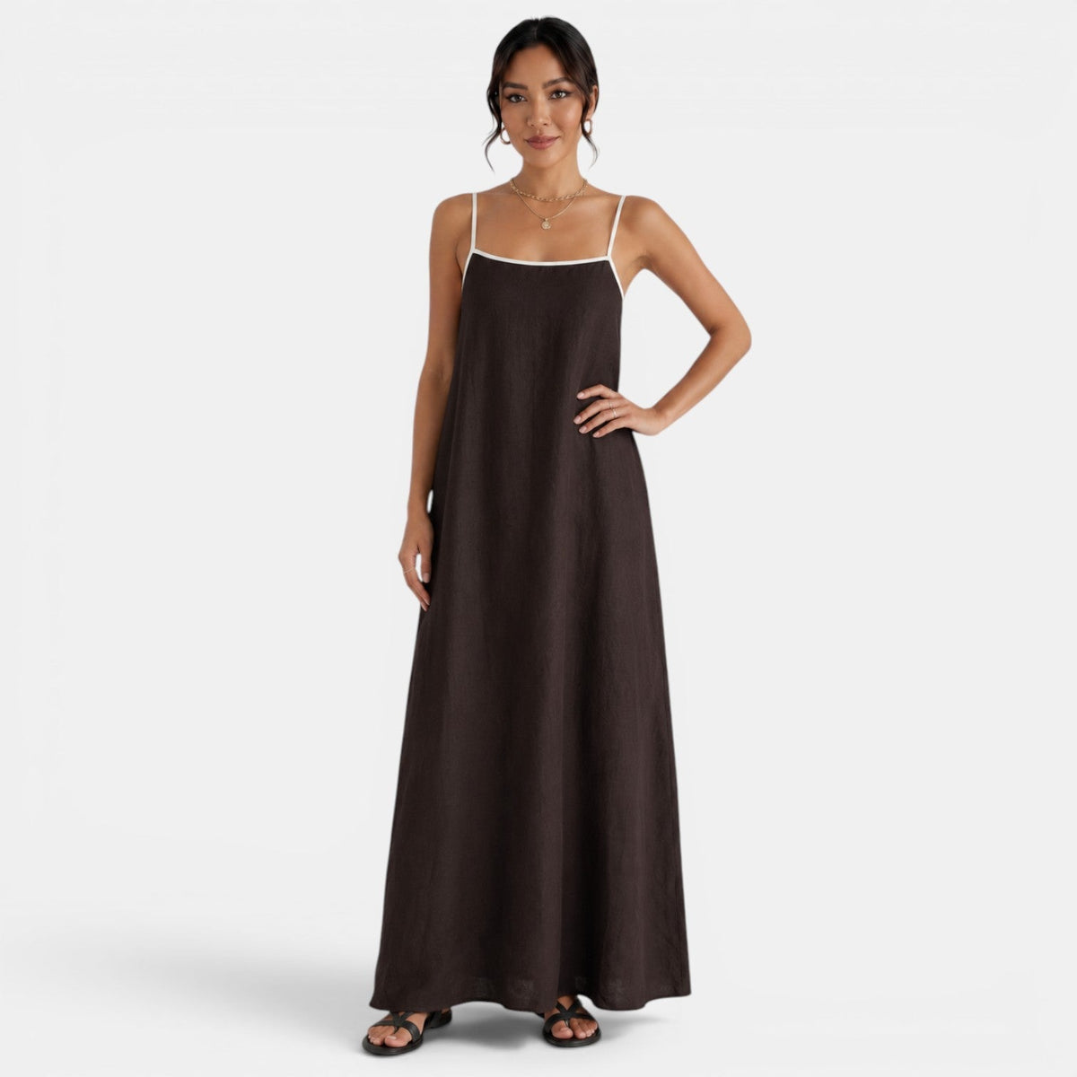 Women's Summer Cotton Linen Maxi Dress