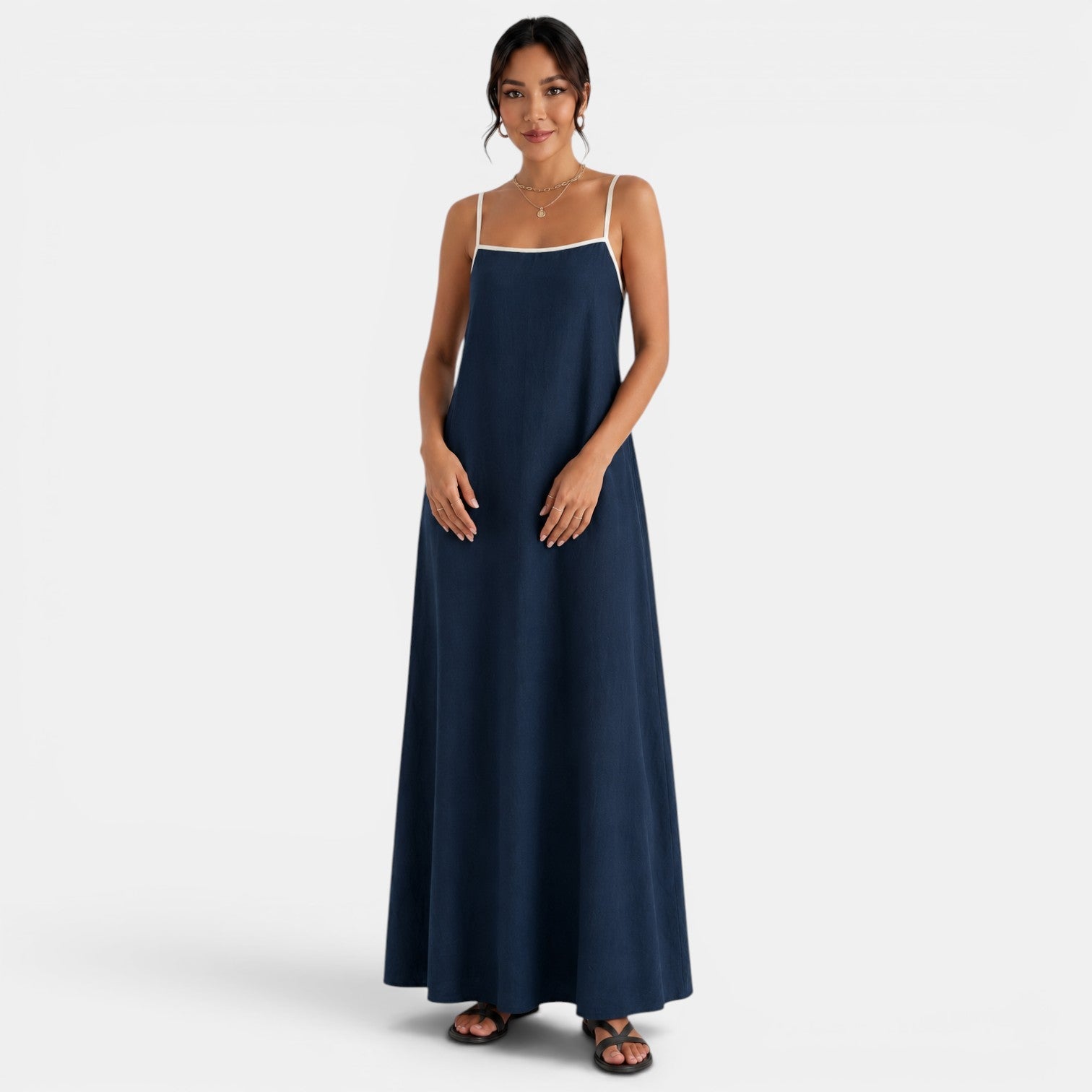 Women's Summer Cotton Linen Maxi Dress