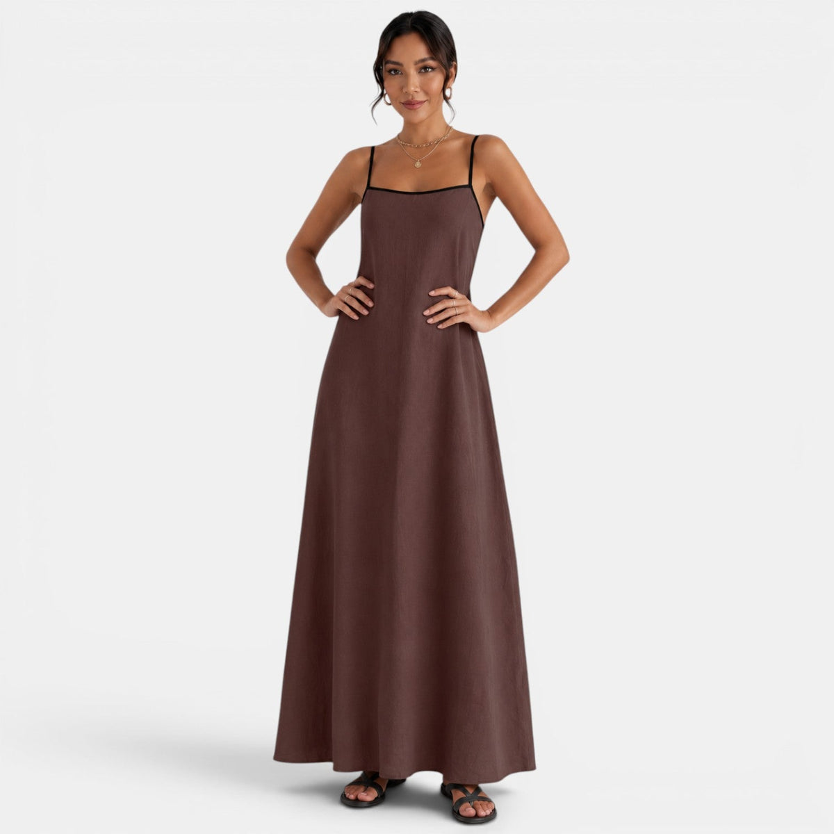 Women's Summer Cotton Linen Maxi Dress