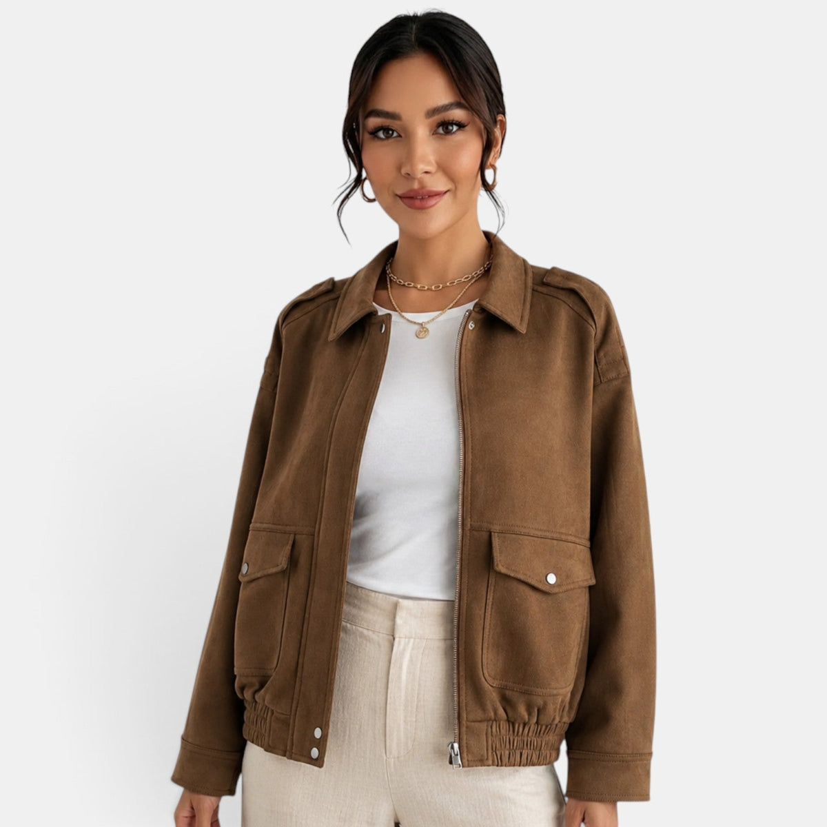 Women's Suede Bomber Jacket