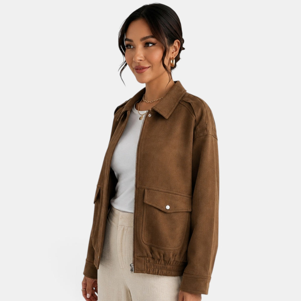 Women's Suede Bomber Jacket