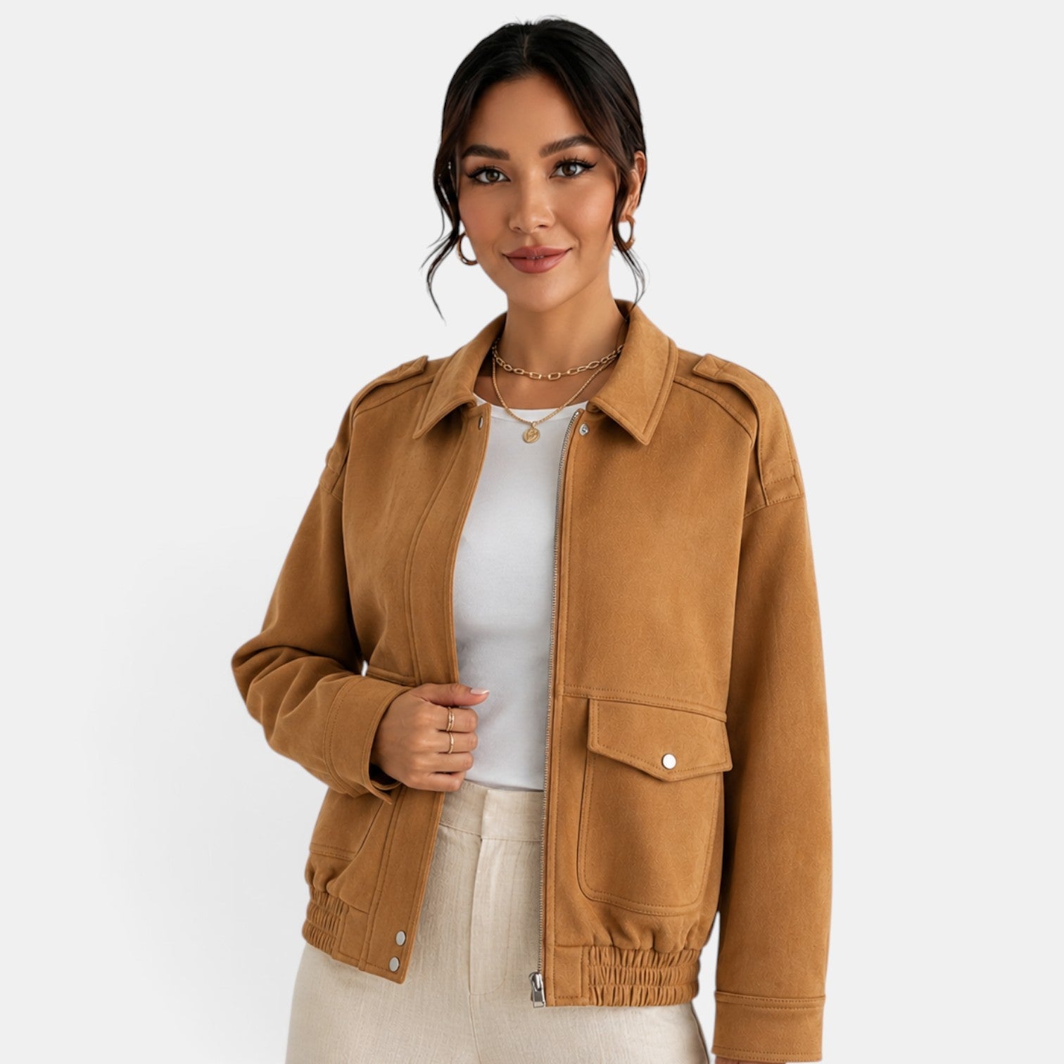 Women's Suede Bomber Jacket