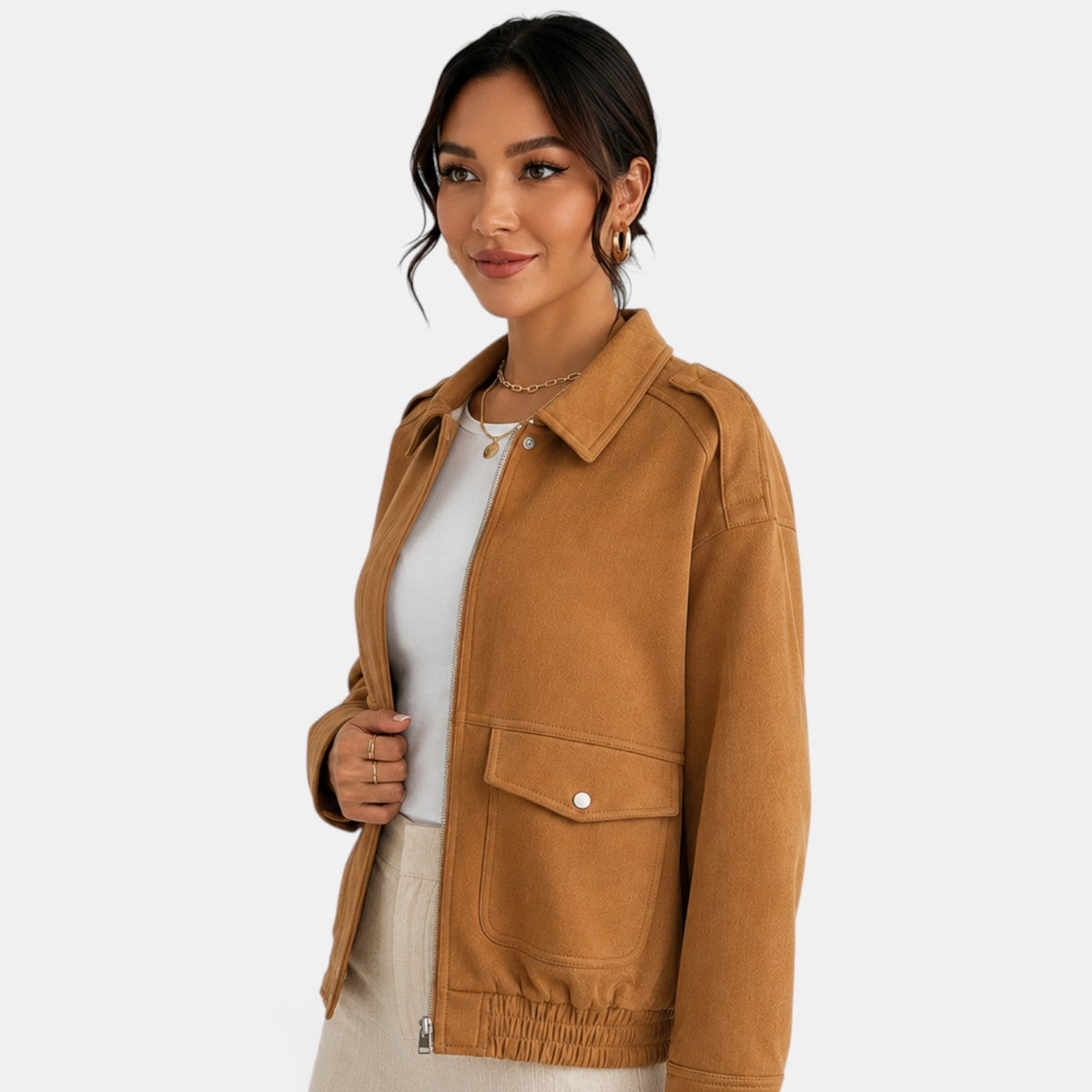 Women's Suede Bomber Jacket