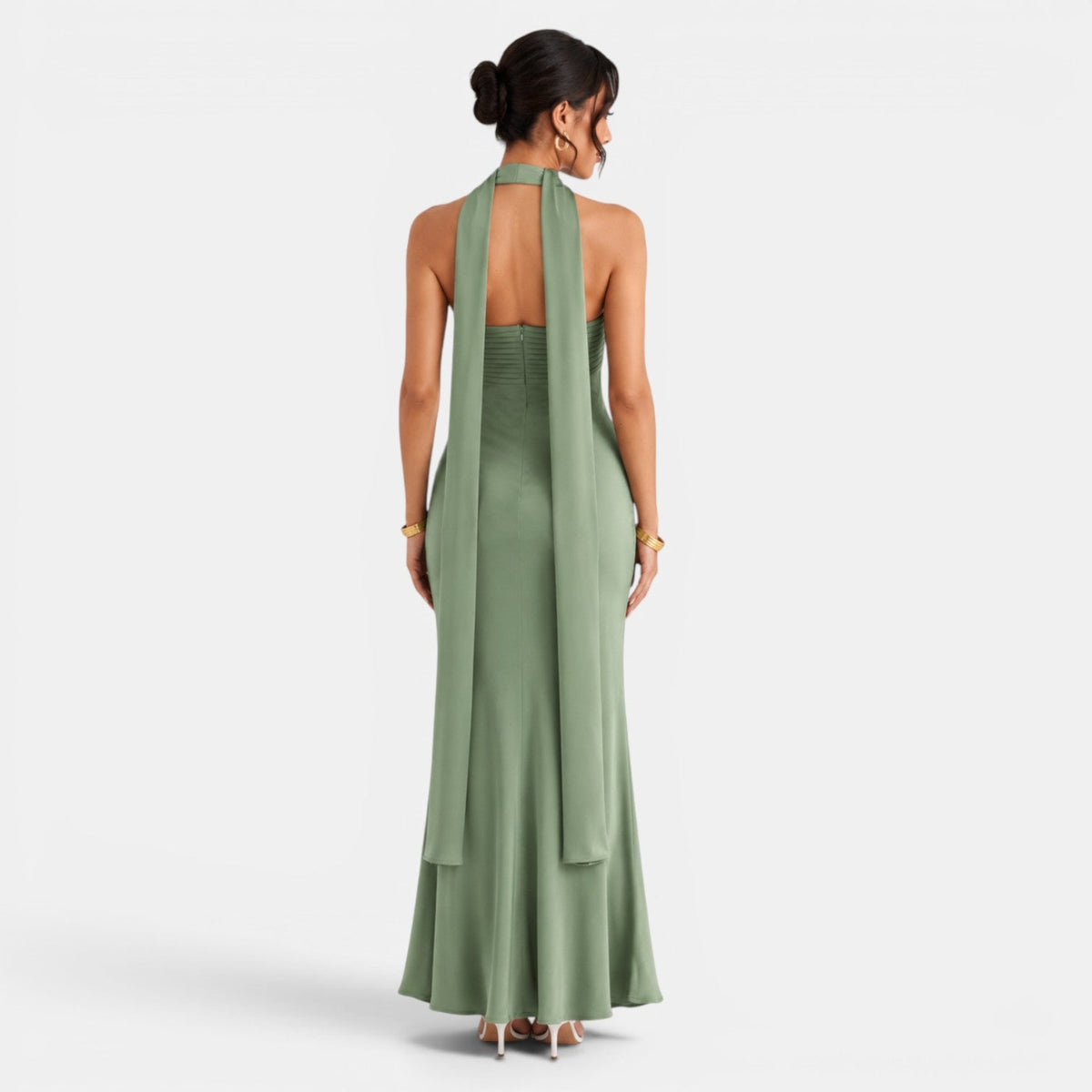 Women's Lace Satin Long Dress