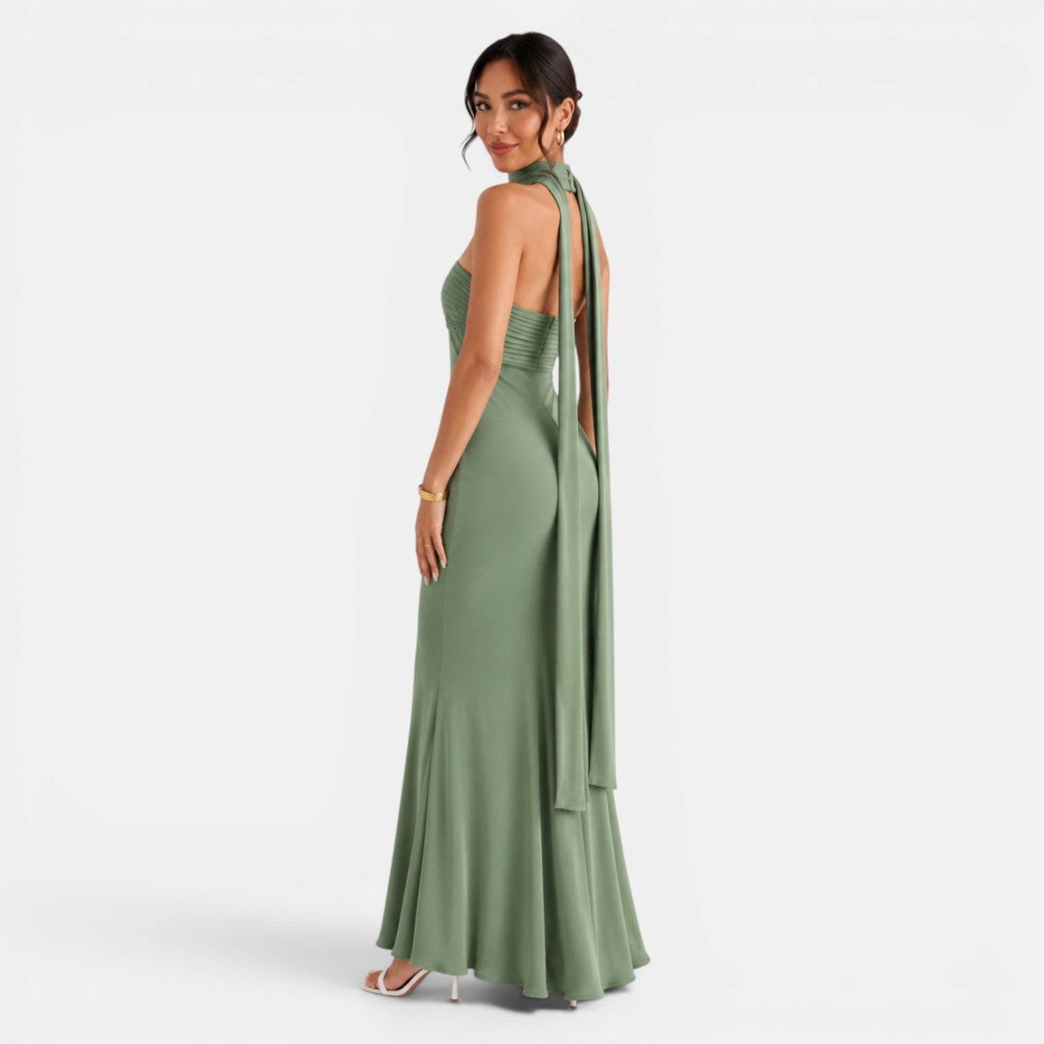 Women's Lace Satin Long Dress