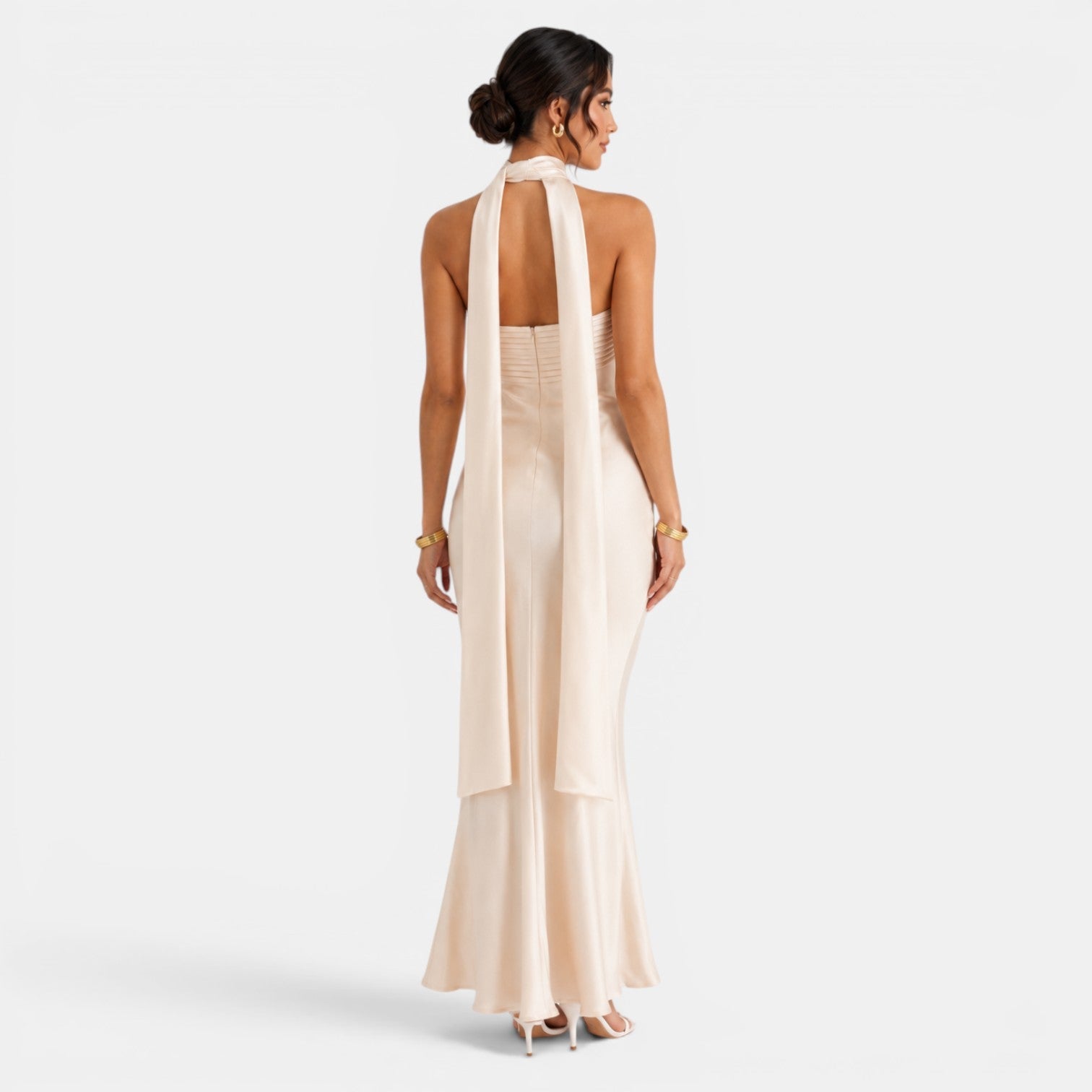 Women's Lace Satin Long Dress