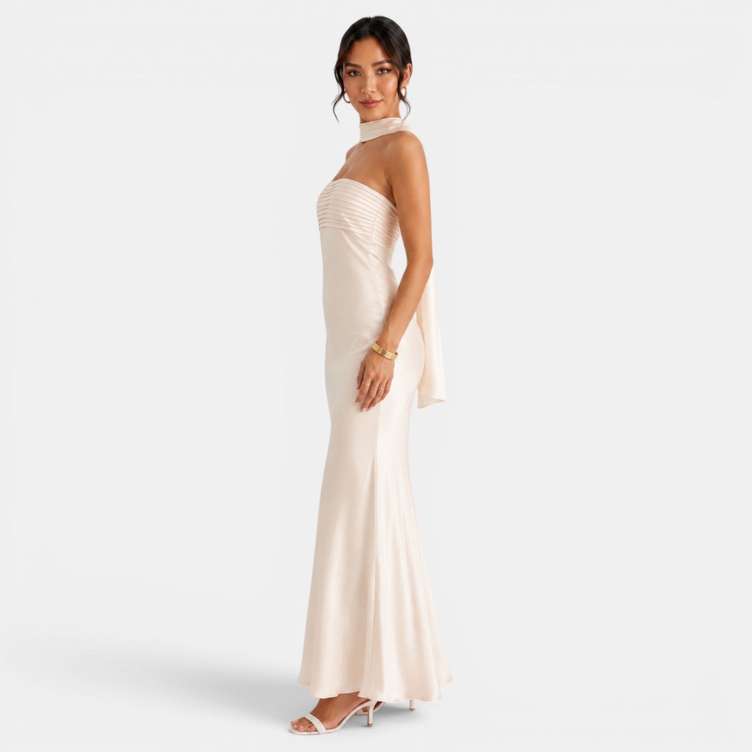 Women's Lace Satin Long Dress