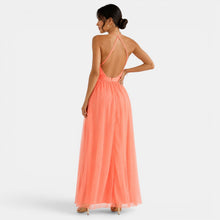 Women's Orange Tulle Maxi Dress